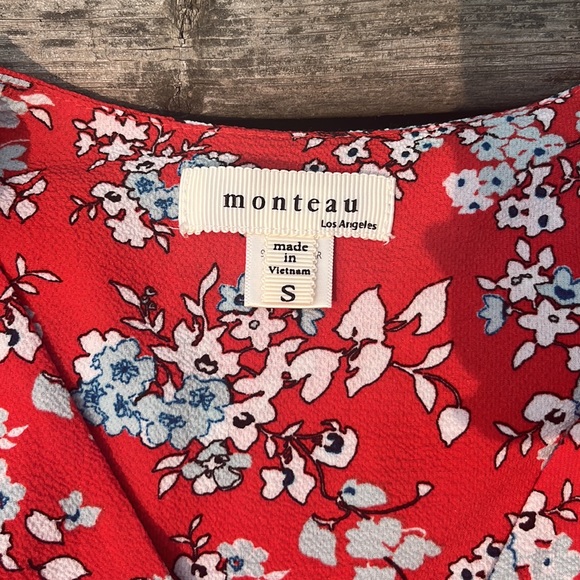 Bright Red Floral-print Summer Dress - Picture 3 of 6